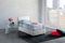 Talamo Italia - Einzelbett Claire, Bettkasten mit Stoffbezug, 100 % Made in Italy, Öffnung vorne, inklusive Matratze 90 x 200 cm, Weiß