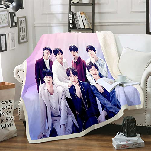 Fgolphd BTS Bulletproof Boy Scouts Decken 100% Microfibre, Fleecedecken for Erwachsene Kinder Weich Und Warm,Weich und warm,für Schlafsofa und Sofa (1,150x200cm)