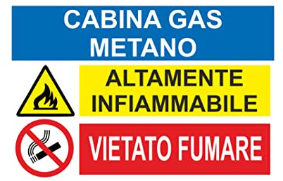 NEW CARTELLO SEGNALETICO - Cabina gas metano - Adesivo Extra Resistente, Pannello in Forex, Pannello In Alluminio (Adesivo 20x31)