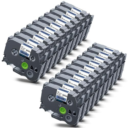 20x STRONIX Kompatibel Brother P-Touch Bänder TZe-531 TZe Schriftband TZ-531 Ub-531 Cassette 12mm Schwarz auf Blau Etikettenband für Beschriftungsgerät Brother Ptouch PT-H105 H100R H107B Cube Plus