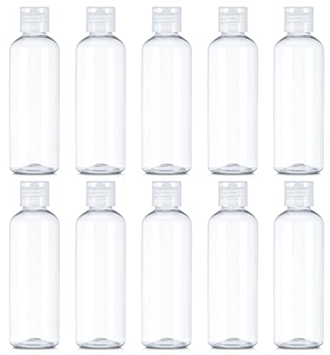 Dacitiery 10 Pcs 100 ml Clear Travel Bottle Empty Transparent Containers Flip Cap Clear Refillable Travel Bottles for for Travel, Toiletries, Liquid, Cosmetic