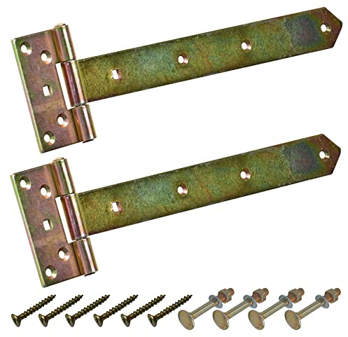 BRESKO Kreuzgehänge verzinkt T-Bänder Scharnier Torband Ladenband Türbänder Werfgehänge schwer 2er Set mit Schrauben (300x45x90 mm)