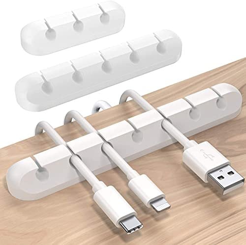 Organizador de cables escritorio blanco adhesivo 2023 - Kit Sujetacables para cables de mesa o superficie plana de Silicona - Clips adhesivos para cables USB, PC, auriculares, cargadores (1pcs de 3)