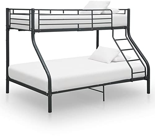 Festnight Etagenbett Metall 140x200 cm 90x200 3 Kinder Hochbett mit Treppe Stockbett Doppelstockbett Einzelbett Kinderbett 3 Personen Jugendbett Metallbett Bett