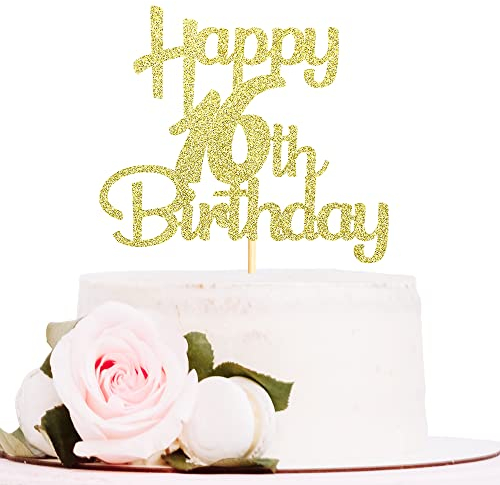 Sotpot Gold Glitter 16 Cake Topper, 16. Geburtstag Kuchendekorationen für Geburtstag Party Jahrestag Party Supplies