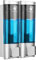 CASMIGC Distributeur de Savon Mural, Distributeur de Gel Douche, Distributeur de Savon de Douche sans Perçage, Distributeur de Savon Manuel, Deux Méthodes d'Installatio, ABS (2 x 200 ML) (Argent)