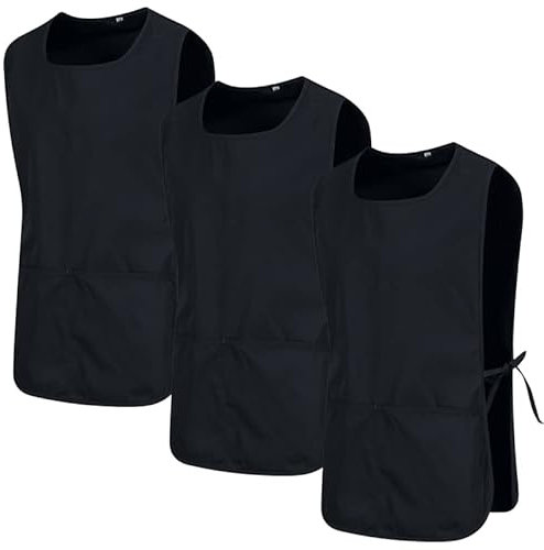 MISEMIYA - Paquete 3 Unidades - Delantal Limpieza Uniforme Laboral CLINICA MÉDICOS Limpieza Veterinaria 3-3301 - M, Negro 68