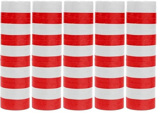 Luftschlangen Papier bunt Party Deko Geburtstag Hochzeit Set holografisch, Stück:5 Stück, Luftschlangen:Rot Weiss gestreift
