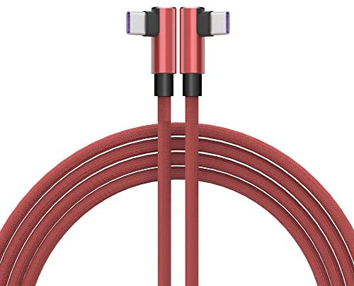 TECHGEAR USB C to USB C Cable 2M 90 Degree Right Angle Sync & Fast Charge Cable Compatible with Samsung S25 S24 S23 S22 S21 A16 A15 A35 A55 Z Flip/Fold 5G, Pixel, OnePlus, Oppo, Redmi, Moto Honor etc