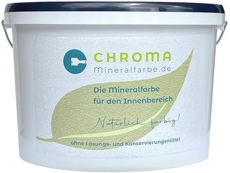 CHROMA Mineralfarbe für den Innenbereich | Langlebige Silikatfarbe | Scheuerbeständig und allergikergeeignet | Wandfarbe gegen Schimmel | Hochdeckend und ergiebig