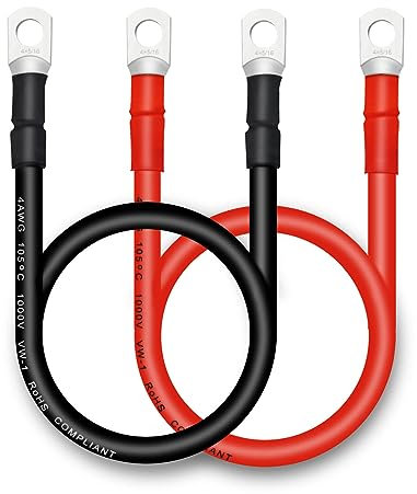 QIATOL Battery Cable, 4AWG Battery Cables with Terminals, 2PCS Copper Marine Battery Cables, Power Inverter Cables with Terminals.