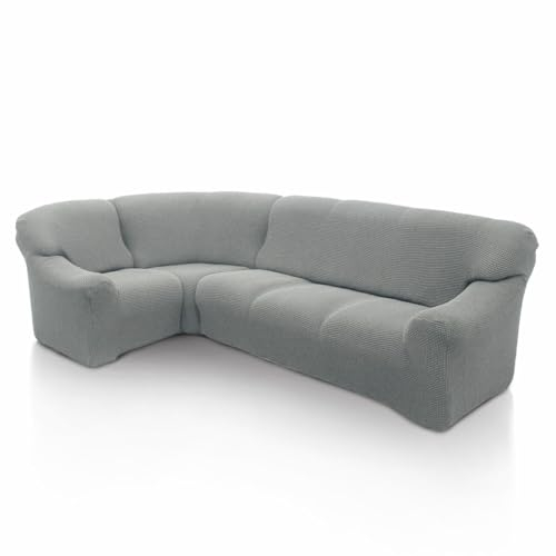 SOFASKINS super elastischer ecksofa überzug, waschbar, hochwertig, atmungsaktiv, bequem und langlebig, Sofa überzug, Einfach anzubringen, Maße (340-540 cm), Farbe Hellgrau