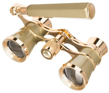 Levenhuk Broadway 325E 3x25 Kompaktes Leichtes Elegantes Opernglas – Vintage Lorgnette Theater Fernglas mit Verstellbarem Teleskopgriff, Gold