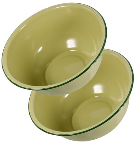 IMIKEYA Ensemble De 2 Assiettes En Émail Rétro Bols Profonds Style Vintage Vaisselle En Émail Vert Pour La Salle À Manger Couleur Aléatoire