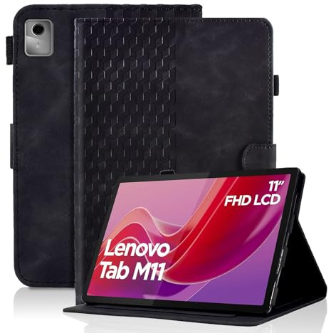 Vkooer Case for Lenovo Tab M11 (TB330) 11 Inch 2024 PU Leather Protective Flip Cover Case with Stand Pouch Lenovo Tab M11 Tablet Case, Black