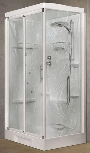 Novellini New Holiday 2P+F Idromassaggio Tettuccio con Soffione 120x80 cm Cabina Doccia Multifunzione Apertura Scorrevole Reversibile Miscelatore Meccanico Vetro Aqua Profilo Bianco Altezza 217,5 cm