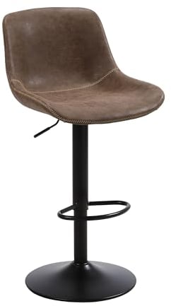 Ermnois Taburete de Bar, Taburete Giratorio con Respaldo, sillas de Bar Modernas Ajustables, Taburete Alto sin Brazos de Piel sintética para Isla de Cocina, Color Marrón