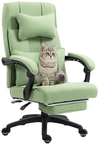 Dowinx Chefsessel Bürostuhl Ergonomisch mit Fußstütze, Verstellbare Lendenwirbel und Kopfstützen, Ergonomischer Bürostuhl Stoff, Drehstuhl Computerstuhl mit Hoher Rückenlehne, Bürostuhl 150 KG (Grün)