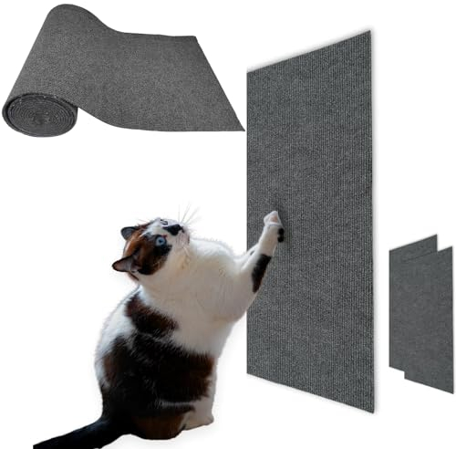 Selbstklebend Kratzteppich Katze Wand 200cmx40cm: Kratzmatte Katze Kratzbretter Katze Wand Kratzbrett Katzen für Schützt Teppiche und Sofas Climbing Katzenkratzbretter Grau