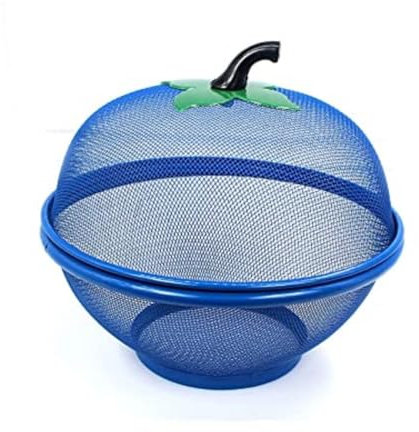 EliteKoopers 1 Pcs Mesh Fruit Bowl for Dinning Table Vegetables Fruit Basket Storage Rack (Blue)