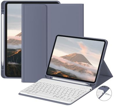 zoyu Tastatur Hülle für iPad Pro 11 Zoll 4./3./2. Generation 2022/2021/2020 mit Stifthalter, Ultra Slim, Verstellbarer Ständer, Abnehmbarer Bluetooth QWERTZ Tastatur für iPad Pro 11 Zoll, Violett