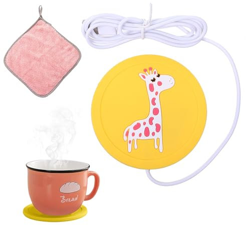 Scalda Tazza USB,Scaldatazze USB,Scaldatazze da Caffè,Sottobicchiere Riscaldante Elettrico,Scaldatazze Elettrico,Scaldabevande Sottobicchiere Elettrico per Caffè Cacao e Latte,Regalo di Natale,Giallo
