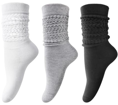 DRESHOW Damen Slouch Socken Extra Lange Scrunch Kniehohe Stiefelsocken Weiche Scrunch Socken Stricken Baumwolle Knie hoch Stiefelsocken