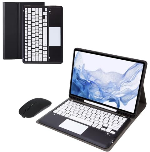 Funda Teclado Español (Incluye Ñ) para Samsung Galaxy Tab S10+ Plus 12.4'' (SM-X820), Teclado Bluetooth Inalámbrico Desmontable Magnético (Lápiz no Incluido),Negro
