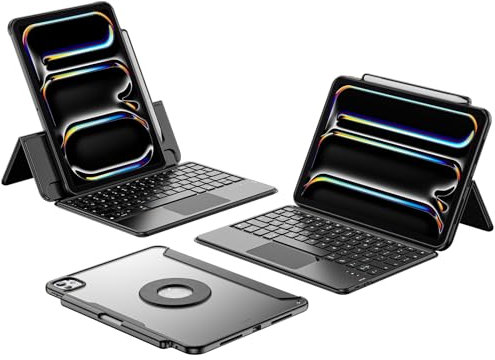 ProCase Keyboard Case for iPad Pro 11 Inch (M4) 2024, Slim Magnetic Detachable Protective Cover with Touchpad & Pencil Holder -Black