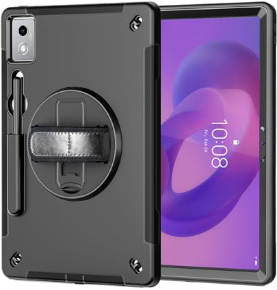 ZenRich Funda para Lenovo Idea Tab Pro de 12,7”, a prueba de golpes de alta resistencia con soporte giratorio de 360°, correa de mano, cinturón para el hombro, para Lenovo Idea Tab Pro (2025) negro