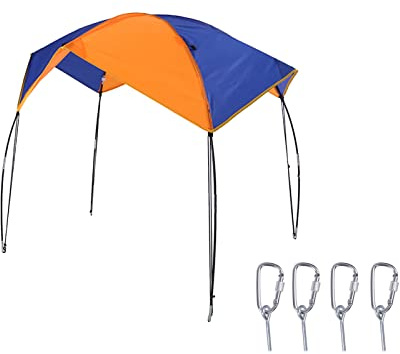 Inflatable Kayak Awning Canopy Boat Sun Shade Shelter 2 3 4 Persons Boat Sun Shelter Sailboat Awning Cover Fishing Canopy Tent Sun Shade UV Protection (68351 Awning (4 People))