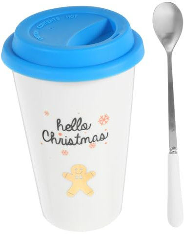 PRETYZOOM Taza De Navidad Taza De Cerámica Con Tapa De Silicona Para Bebidas Caliente Para Fiestas Navideñas y Regalos De