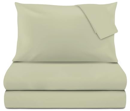 KASANOVA Set letto matrimoniale completo in tinta unita colore verde
