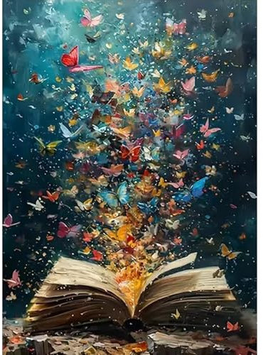 Kit de Pintura de Diamantes 5D de Mariposa en Página de Libro,mariposa Diamond Painting para adultos, Arte DIY Completo para Adultos y Niños, Adecuado para la decoración de paredes del hogar 30x40cm