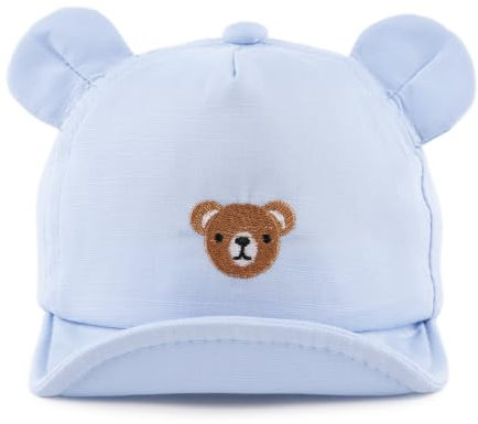 MniJiza Orso Cappellino per Neonati Bambino Ragazza Ragazzo Cappello da Sole Primavera Estate (3-18 Mois, Orso Azzurro)