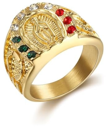 IOETSEUT Damen Schmuck Ring Modischer und exquisiter Zirkon Hufeisen Ring Katholische Jungfrau Maria Glück Gebet Amulett Schmuck für Männer und Frauen