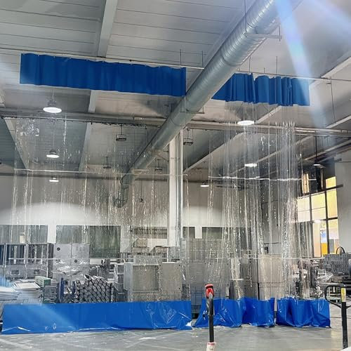 Jidanmian Cortinas divisorias de Garaje industriales con riel, Impermeables y Resistentes al Desgaste, Lonas Transparentes de Alta Resistencia para Lavado de Autos, Garaje(Blue,8.2x7.22ft)