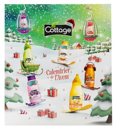 Cottage Calendrier de l'Avent 2026 Corps et Cheveux | 24 Surprises Beaute avant Noel - Gels Douche Laits et Gommages - Idée Cadeau - Noël