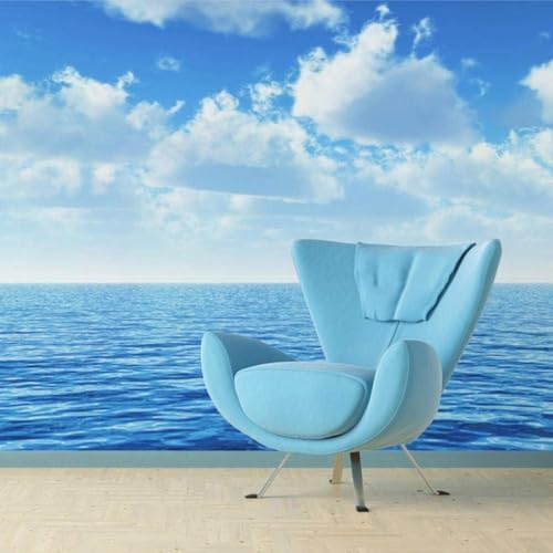Schlicht Dreidimensional Blauer Himmel Weiße Wolken Meer 3D Tapeten Tapete Luxus Home Esszimmer Fototapete Effekt Wohnzimmer Schlafzimmer Kinderzimmer-430cm×300cm