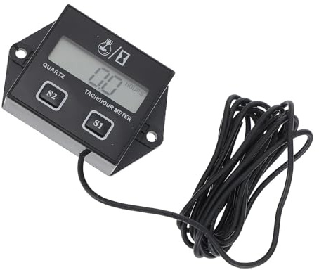 Amosfun Tachymètre Numérique Inductif pour Moteur Essence 2-temps et 4-temps Compteur Horaire à Écran Lcd LED Minuterie de Moteur pour Tronçonneuse Tondeuse et Motoculteur Accessoire