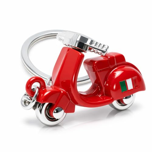 DEIMODRA Portachiavi Scooter Vintage 3D con Bandiera Italiana | Ciondolo Motorino in Metallo, Idea Regalo Uomo e Donna Portafortuna per le Chiavi di Casa, Auto, Moto, Scooter