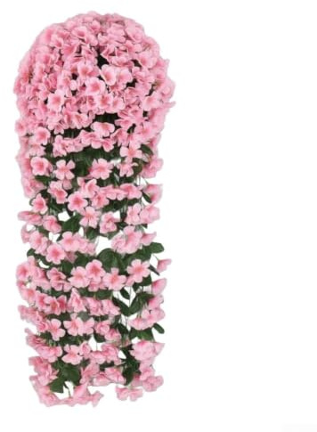 Flores artificiales de plástico para colgar en forma de violeta, flores falsas para decoración de pared, boda y jardín, guirnalda de imitación de bajo mantenimiento, 75 x 35 cm de profundidad