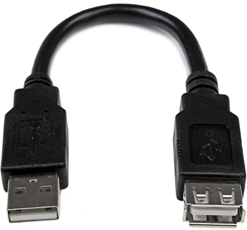 StarTech.com Câble d'extension / Rallonge USB 2.0 de 15cm - Cordon USB A vers A - Mâle / Femelle - Noir (USBEXTAA6IN)