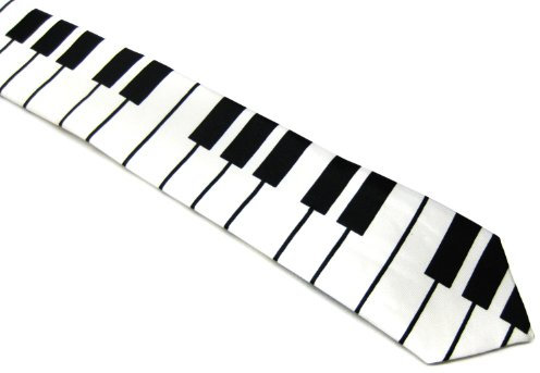 Chungun Inc Men's Piano Key Keyboard Music Tie 2 Medium White