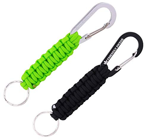 The Friendly Swede 2er-Set Paracord Schlüsselanhänger mit Karabinerhaken (Grün und Schwarz)