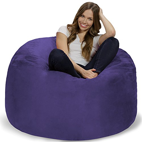 Chill Sack XL - Der Sitzsack mit Memory-Foam Füllung - Das Sitzkissen für Kinder und Erwachsene mit kuschelweichem, waschbarem Velourbezug in Mystischem Lila