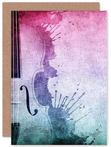 Wee Blue Coo Musik Violine Grunge Splat Geburtstagskarte