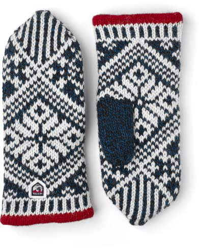 Hestra Unisex Nordic Wollhandschuh, isolierte Fäustlinge für kaltes Wetter und den Alltag, Mittelblau/Offwhite, Größe 7