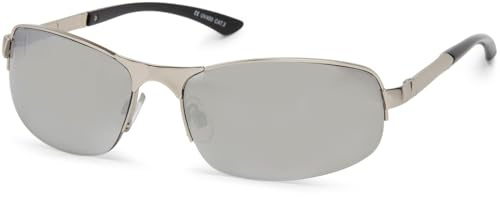 styleBREAKER Unisex Sonnenbrille Metall Halbrand UV400 Kat 3 | Federscharnier. rechteckige Gläser. Nasenpads Silikon. Rahmenbreite 143mm. Steg 14mm. Glas 58x37mm. Bügel 135mm.