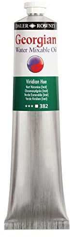 Daler Rowney Georgian Water Mixable Oil Paint Viridian Hue 200ml Tube - Art Paints for Canvas Paper and More - Oil Painting Supplies for Artists and Students - Artist Oil Paint for Any Skill Set